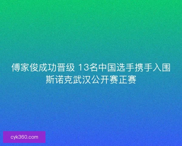 傅家俊成功晋级 13名中国选手携手入围斯诺克武汉公开赛正赛